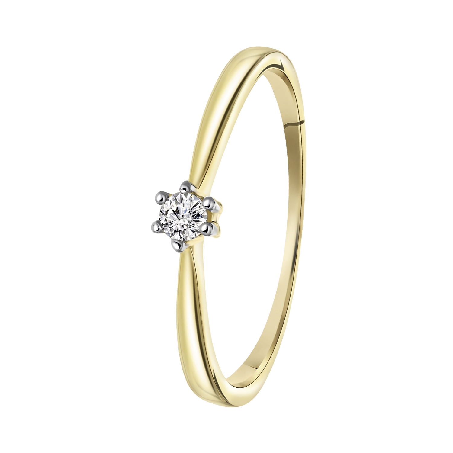 Gouden solitair ring met diamant